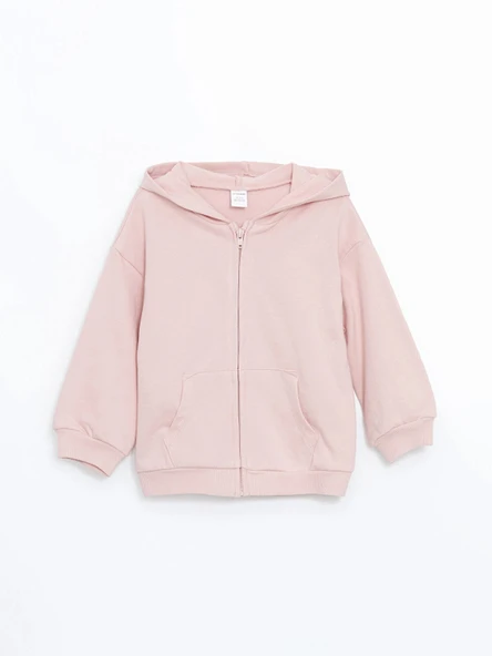 LCW Kids Pembe Kapüşonlu Kız Bebek Fermuarlı Sweatshirt ürün görseli 1