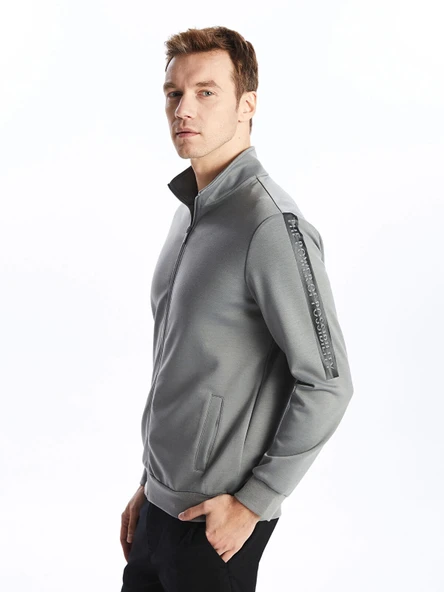 LCWAIKIKI Basic Gri Dik Yaka Erkek Sweatshirt ürün görseli 1