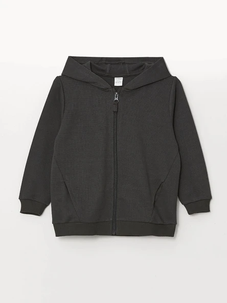 LCW Kids Antrasit Kapüşonlu Erkek Çocuk Fermuarlı Sweatshirt ürün görseli 1