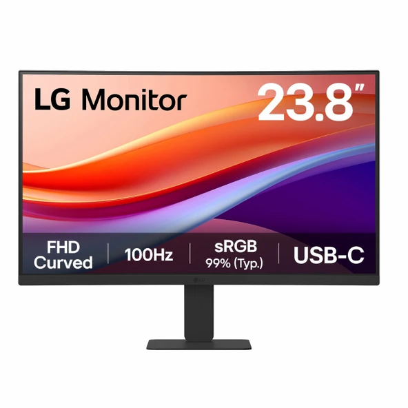 LG 24U421A-B 23.8" 100Hz 5Ms HDMI+USB-C FullHD VA Curved Vesa Monitör ürün görseli 1