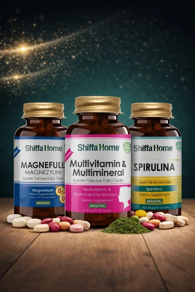 ÇareBurada Enerji Arkadaşları Set 3 Magnefull Magnezyum 60 tablet + Multivitamin & Multimineral + Spirulina ürün görseli 1