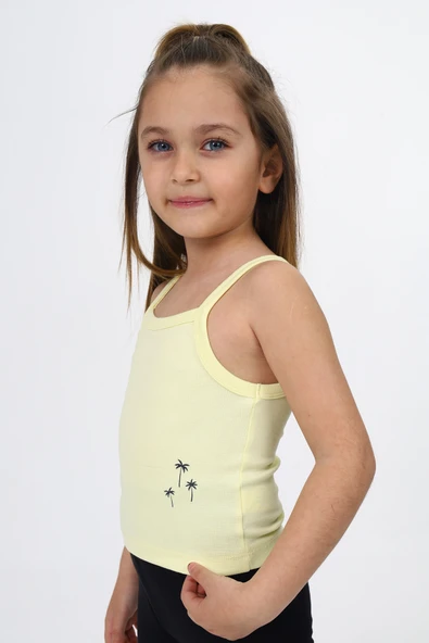 Toontoy Kız Çocuk Baskılı Kare Yaka Basic Atlet - Resim 2