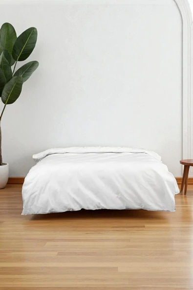 Sofline Pamuklu Beyaz Fermuarlı Yorgan Kılıfı, Çift Kişilik 200x235 cm, Şilte Koruyucu, Dayanıklı Kumaş ürün görseli 1