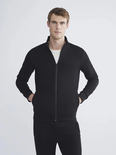 SOUTHBLUE Siyah Dik Yaka Erkek Fermuarlı Sweatshirt ürün görseli 1