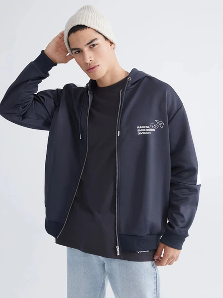 XSIDE Antrasit Kapüşonlu Uzun Kollu Erkek Fermuarlı Sweatshirt ürün görseli 1