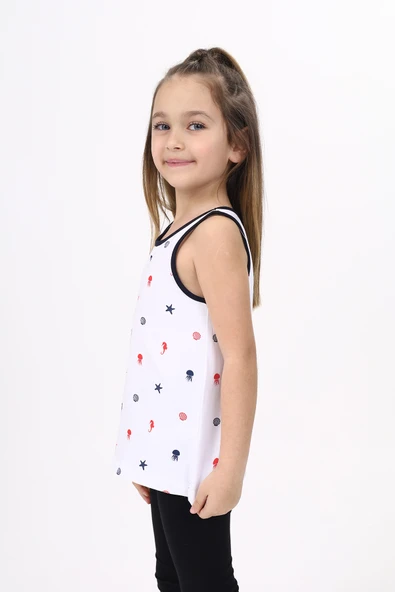 Toontoy Kız Çocuk Baskılı Bisiklet Yaka Basic Atlet - Resim 7