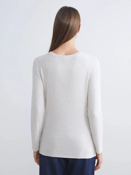 LCWAIKIKI Basic Bej Bisiklet Yaka Kadın Body - Resim 5