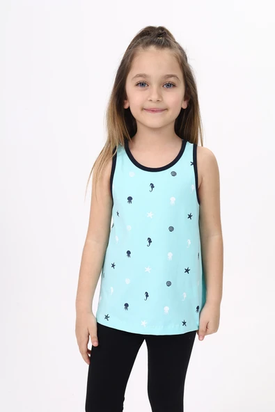 Toontoy Kız Çocuk Baskılı Bisiklet Yaka Basic Atlet - Resim 9