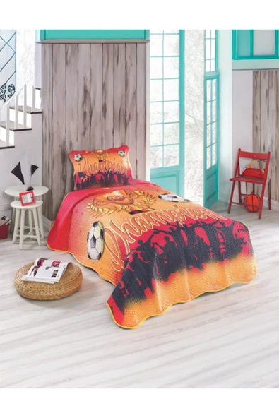 Sofline Fanatik GS Tek Kişilik Kapitone Yatak Örtüsü - Galatasaray Temalı (175 x 240cm) ürün görseli 1