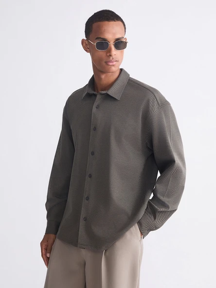 LCW Vision Haki Slim Fit Uzun Kollu Erkek Gömlek ürün görseli 1
