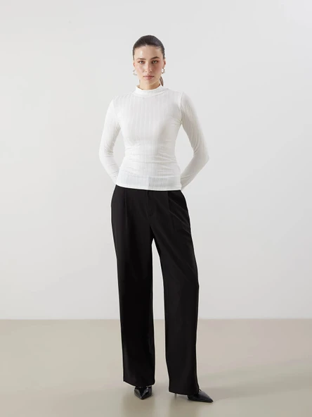 LCWAIKIKI Basic Ekru Dik Yaka Kadın Body - Resim 3