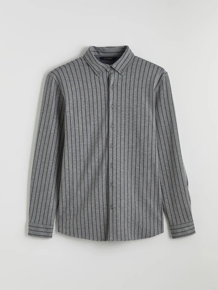 SOUTHBLUE Antrasit Slim Fit Çizgili Erkek Gömlek ürün görseli 1
