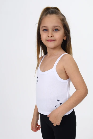 Toontoy Kız Çocuk Baskılı Kare Yaka Basic Atlet - Resim 7