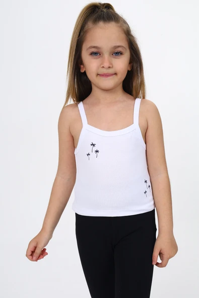 Toontoy Kız Çocuk Baskılı Kare Yaka Basic Atlet - Resim 5