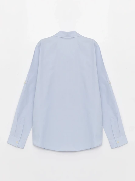 LCW Kids Mavi Basic Erkek Çocuk Poplin Gömlek - Resim 3