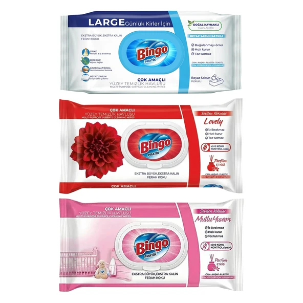 Bingo Yüzey Temizlik Havlusu 96 lı 3 lü Karma Paket ürün görseli 1