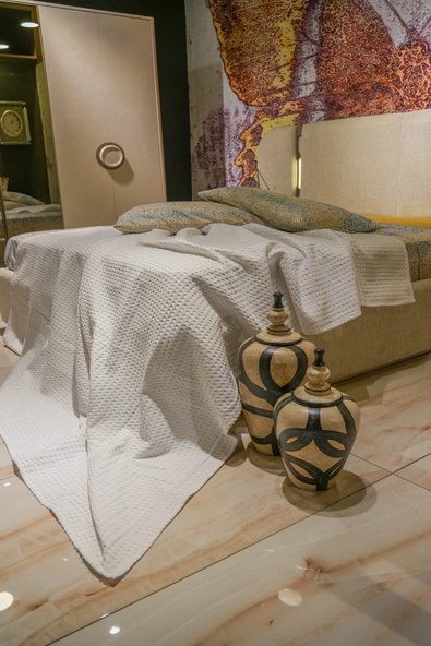 Sofline Premium %100 Pamuk Tek Kişilik Yazlık Pike, Yatak Örtüsü, Terletmez Kumaş(BEYAZ RENK) (160x240cm) ürün görseli 1