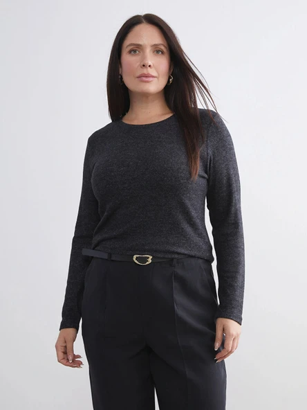 LCWAIKIKI Basic Siyah Bisiklet Yaka Kadın Body - Resim 2