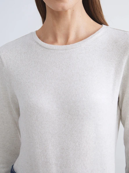 LCWAIKIKI Basic Bej Bisiklet Yaka Kadın Body - Resim 4