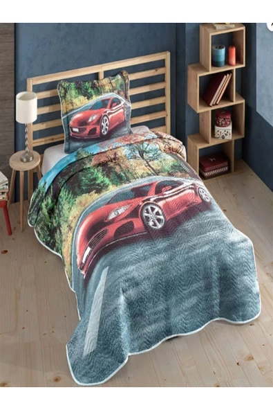 Sofline Tek Kişilik Kapitone Yatak Örtüsü - Ralli Temalı (175 x 240cm) ürün görseli 1