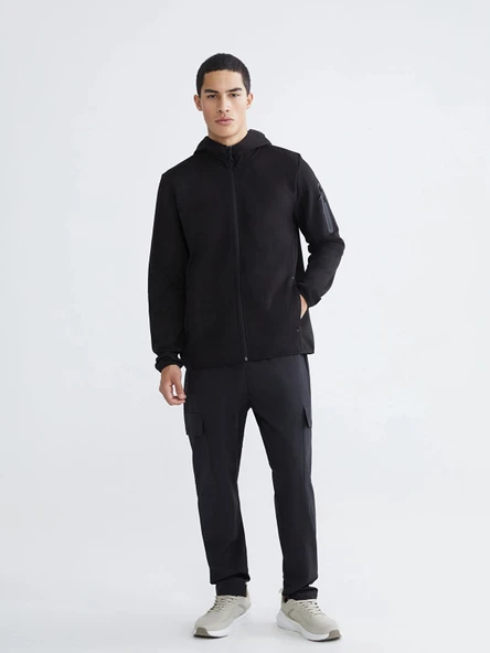 XSIDE ACTIVE Siyah Kapüşonlu Erkek Fermuarlı Sweatshirt - Resim 2