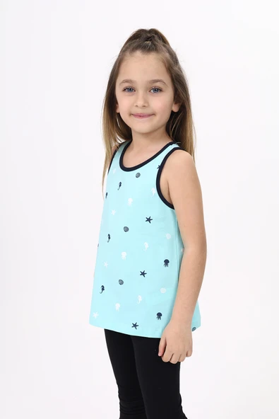 Toontoy Kız Çocuk Baskılı Bisiklet Yaka Basic Atlet - Resim 10
