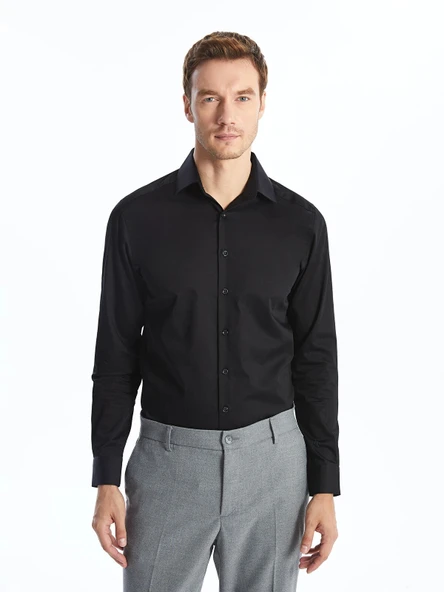 LCW BUSINESS Siyah Slim Fit Uzun Kollu Erkek Gömlek ürün görseli 1