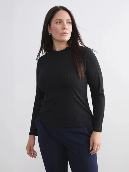 LCWAIKIKI Basic Siyah Dik Yaka Kadın Body - Resim 2