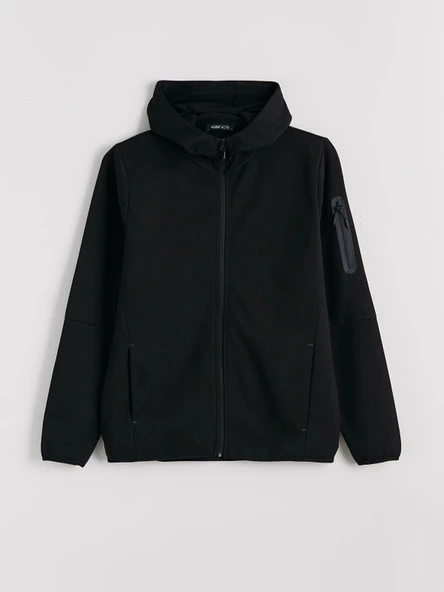 XSIDE ACTIVE Siyah Kapüşonlu Erkek Fermuarlı Sweatshirt - Resim 5
