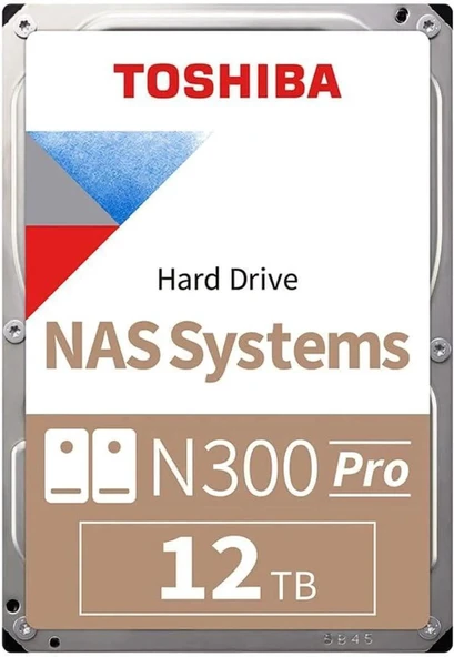 Toshiba N300 Pro 12TB NAS 3.5 İnç Dahili Sabit Disk - CMR SATA 6 Gb/s 7200 RPM 512 MB Önbellek - HDWG51CUZSVB ürün görseli 1