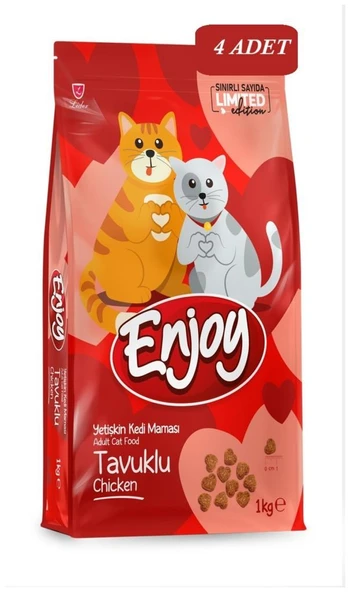 Enjoy Tavuklu Kedi Maması 1 kg (Sevgililer Günü Özel Ambalaj)*4 ADET ürün görseli 1