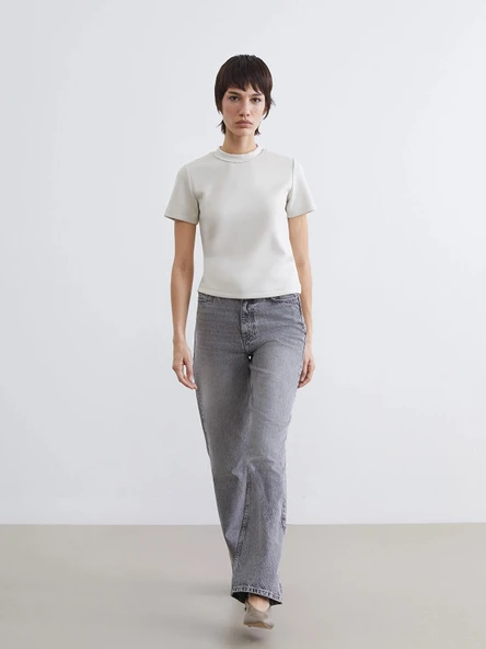 LCW Jeans Gri Straight Fit Kadın Jean Pantolon ürün görseli 1