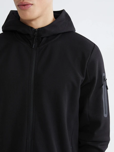 XSIDE ACTIVE Siyah Kapüşonlu Erkek Fermuarlı Sweatshirt - Resim 3