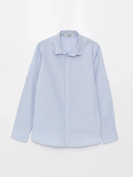 LCW Kids Mavi Basic Erkek Çocuk Poplin Gömlek - Resim 2