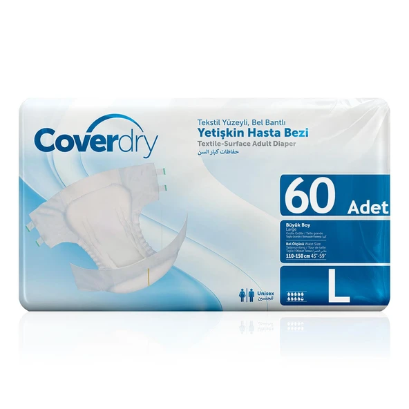 Coverdry Bel Bantlı Hasta Bezi L-Large Beden 60 Adet ürün görseli 1
