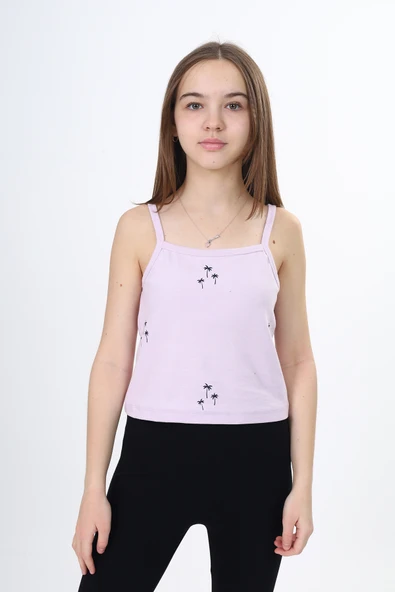 Toontoy Kız Çocuk Baskılı Kare Yaka Basic Atlet ürün görseli 1