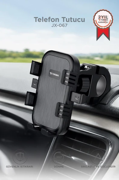 Telefon Tutucu 2si1 Arada Bisiklet Motosiklet ve Scooter Telefon Tutacağı JX067 Siyah ürün görseli 1