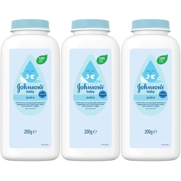 Johnsons Baby Bebek Pudrası 200GR Klasik (%99 Doğal) (3 Lü Set) ürün görseli 1