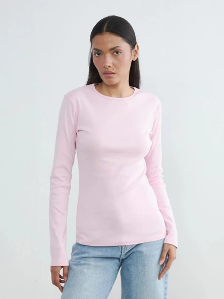 LCWAIKIKI Basic Pembe Bisiklet Yaka Kadın Body ürün görseli 1