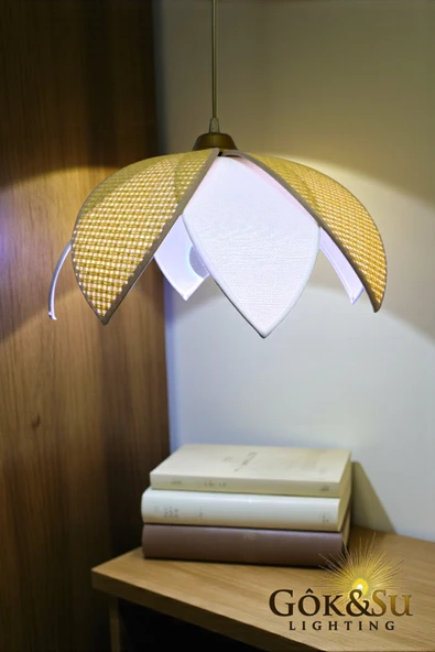 Rattan Papatya Model Sarı Renk Avize ürün görseli 1