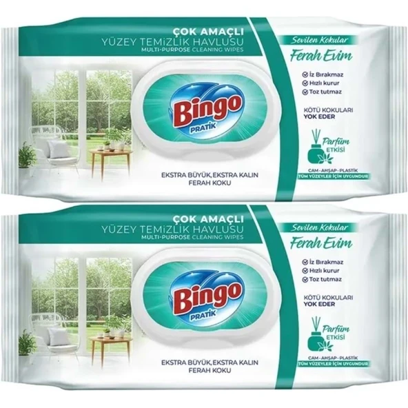 Bingo Clean Yüzey Temizlik Havlusu 96 Yaprak Sevilen Kokular Ferah Evim (2 Li Set) 192 Yaprak ürün görseli 1
