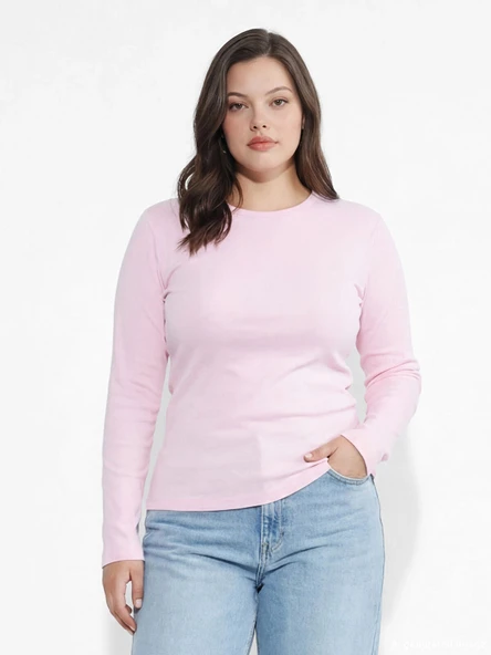 LCWAIKIKI Basic Pembe Bisiklet Yaka Kadın Body - Resim 2