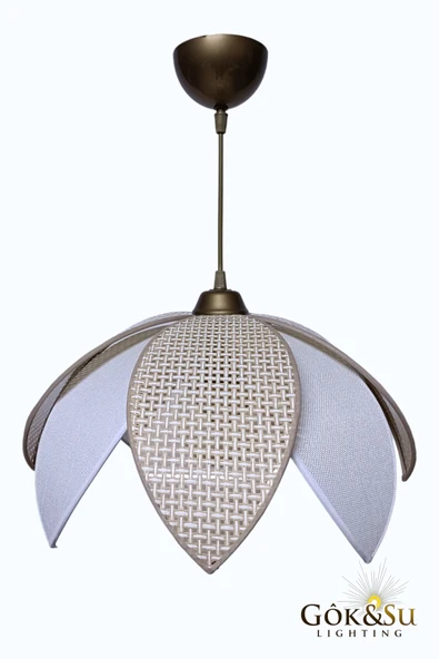 Rattan Papatya Model Naturel Renk Avize - Resim 5