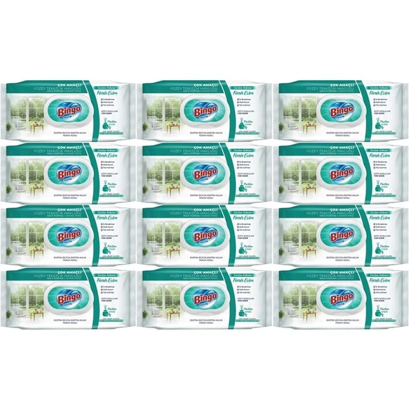 Bingo Clean Yüzey Temizlik Havlusu 96 Yaprak Sevilen Kokular Ferah Evim (12 Li Set) 1152 Yaprak ürün görseli 1