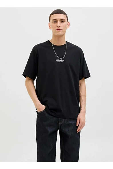 Jack&jones 12278787 0 Yaka Erkek Tshirt - Siyah ürün görseli 1