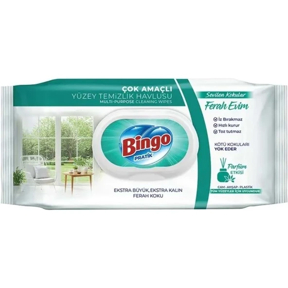 Bingo Clean Yüzey Temizlik Havlusu 96 Yaprak Sevilen Kokular Ferah Evim Plastik Kapaklı ürün görseli 1