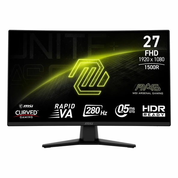 MSI MAG 274CXF 27" 280Hz 0.5Ms HDMI+DP HDR FullHD FreeSync VA Curved Vesa Monitör ürün görseli 1