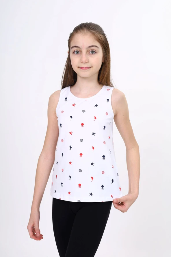 Toontoy Kız Çocuk Baskılı Bisiklet Yaka Basic Atlet - Resim 8