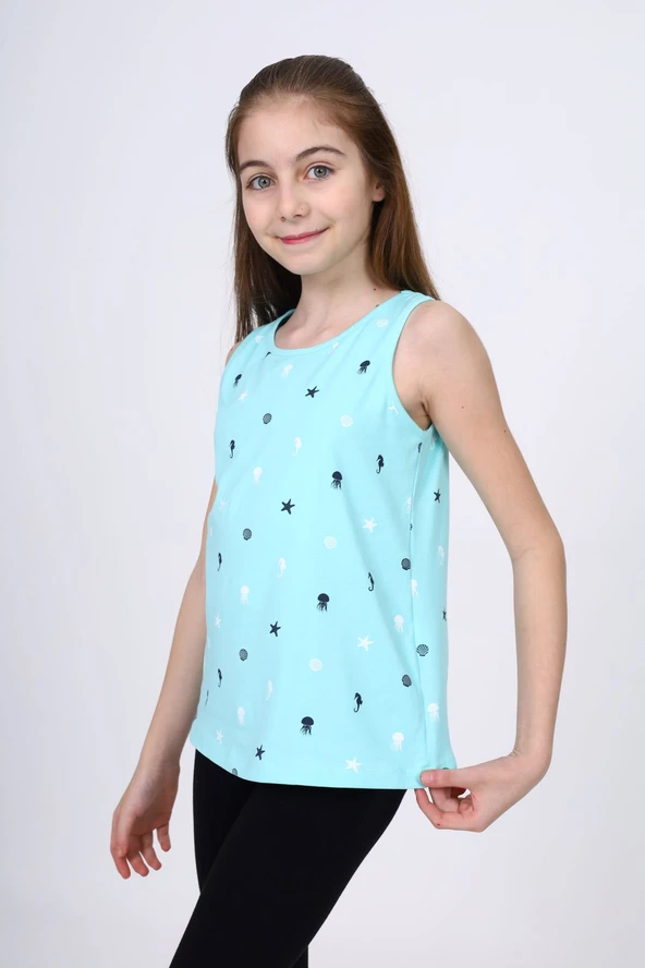 Toontoy Kız Çocuk Baskılı Bisiklet Yaka Basic Atlet - Resim 2