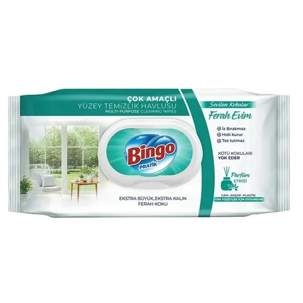 Bingo Clean Yüzey Temizlik Havlusu 96 Yaprak Sevilen Kokular Ferah Evim (4 Lü Set) 384 Yaprak ürün görseli 1